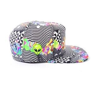 Retro Psychedelic Rainbow Hat Cap Aliens Built Earth Snapback Botworld‎ Skater